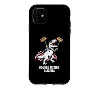Custodia per iPhone 11 Divertente T-Rex Double Fisting Glizzies Patriottico T-Rex Hot Dog
