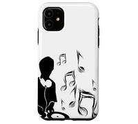 Custodia per iPhone 11 DJ con giradischi e note musicali, Drum and Bass, Techno