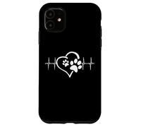 Custodia per iPhone 11 Dog Mom Cute Dog Paw Print Heart Black