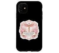 Custodia per iPhone 11 Donna Chirurgo Endocrino Caduceo Distintivo Endocrinologia Floreale