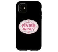 Custodia per iPhone 11 Dov'è la fine Wine Lover Runner Running Race Joke Citazione