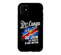 Custodia per iPhone 11 DR Congo Giorno dell'Indipendenza 30 giugno Bandiera e Emblema Congolese