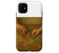 Custodia per iPhone 11 due, generazioni, lavorando, uno, puzzle, vendemmia, stile, illustrazione