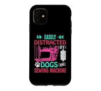 Custodia per iPhone 11 Easily Distracted By Dogs And Sewing Machine Seamstress
