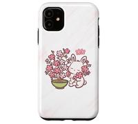 Custodia per iPhone 11 Easter Bunny Pink Sakura Flower Cute Japanese Cherry Blossom