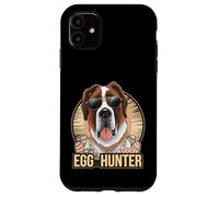 Custodia per iPhone 11 Easter Bunny Saint Bernard Egg Hunter Amante dei cani