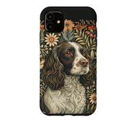 Custodia per iPhone 11 English Springer Spaniel William Morris, decorazione floreale per cani