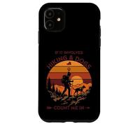 Custodia per iPhone 11 Escursionismo e cani mi contano in un escursionista retrò al tramonto