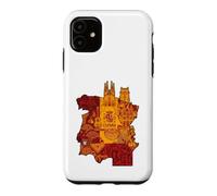 Custodia per iPhone 11 España Spagna Mappa Luoghi d'interesse Sagrada Familia Graphic Design
