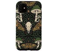 Custodia per iPhone 11 Estetica Goblincore | Falena e teschio di funghi - Cottagecore