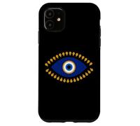 Custodia per iPhone 11 Evil Eye in blu dorato Nazar Protezione come Radiant Boho