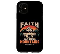 Custodia per iPhone 11 Faith Can Move Mountains Retro Sunset Bible Verse Christian