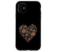 Custodia per iPhone 11 Fall Pumpkin Fall Leaves Acorns Hearts Rustic Fall Autumn