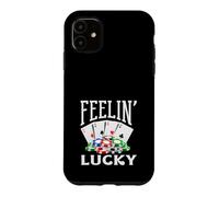 Custodia per iPhone 11 Feelin Lucky Casino che gioca le carte da poker Vegas Chips