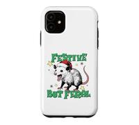Custodia per iPhone 11 Festive But Feral Possum Design Christmas Humor