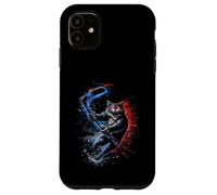 Custodia per iPhone 11 Fierce Hockey Cat Graphic Funny Angry Cat Playing Hockey