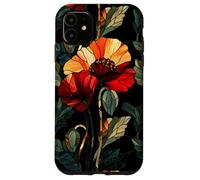 Custodia per iPhone 11 Floral Cupo Art Nouveau Papavero Gotico Botanico Stile Boho