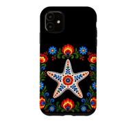 Custodia per iPhone 11 Floreale Stella Marina Folk Art Motivi Fiori