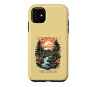 Custodia per iPhone 11 Fort Collins, CO, USA Tramonto Montagna Distressed Design