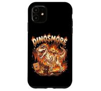 Custodia per iPhone 11 Funny Camping Smores T-Rex Dinosaur Campfire S'mores Joke