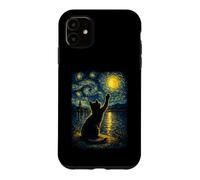 Custodia per iPhone 11 Funny Cat Starry Night Van Gogh Art Men Women Kids