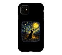 Custodia per iPhone 11 Funny Cat Starry Night Van Gogh Art Men Women Kids