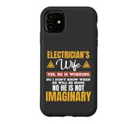 Custodia per iPhone 11 Funny Electricians Wife Yes He's Working