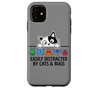 Custodia per iPhone 11 Funny Entomologist Saying Easily Distracted by Cats and Bugs