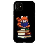Custodia per iPhone 11 Funny Kawaii Kids Read Books Red Panda Lover