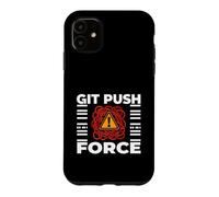 Custodia per iPhone 11 Funny Programmer Coding Git Push Force Warning