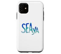 Custodia per iPhone 11 Funny Sea Ya Sea Glass Watercolor Cute Beach Lovers