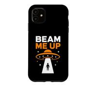 Custodia per iPhone 11 Funny UFO Alien Space Humor Sci Fi Graphic Beam Me Up