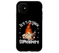 Custodia per iPhone 11 Funny Whiskey Dad Gnome Men Quote Its 5 O Clock Somewhere