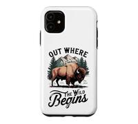 Custodia per iPhone 11 Fuori dove il selvaggio inizia Bison Mountain Design