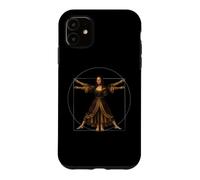 Custodia per iPhone 11 Fusione di Leonardo da Vinci: Gioconda e l'uomo vitruviano
