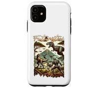 Custodia per iPhone 11 Futuristic Dinosaur Battle Sci Fi Action Art Warrior