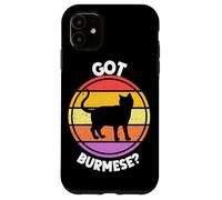 Custodia per iPhone 11 Gatto birmano retrò tramonto vintage anni '80 design estetico