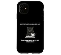 Custodia per iPhone 11 Gatto che cerca di avere una bella giornata nonostante conosca fatti e informazioni