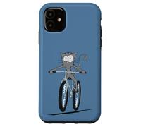 Custodia per iPhone 11 Gatto comico casual cavalca in mountain bike