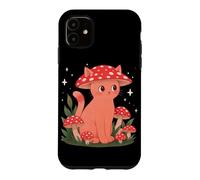 Custodia per iPhone 11 Gatto fungo cappello Cottagecore Estetica Goblincore Garden