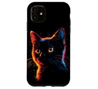 Custodia per iPhone 11 Gatto Silhouette Retrowave Gatto randagio