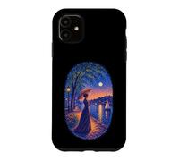 Custodia per iPhone 11 Georges Seurat Ispirato Pointillist Moonlit Riverside Woman