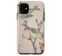 Custodia per iPhone 11 Giapponese Art Birds Occhi bianchi su un ramo di pesco