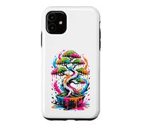 Custodia per iPhone 11 Giapponese Bonsaï arbre plante Drip-Paint-Art Bonsaï