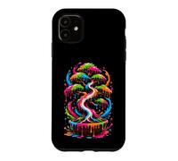 Custodia per iPhone 11 Giapponese Bonsaï arbre plante Drip-Paint-Art Bonsaï