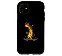 Custodia per iPhone 11 Giraffa su uno skateboard Zoo Animal Park