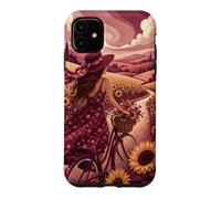 Custodia per iPhone 11 Giro in bicicletta oltre i campi di girasole