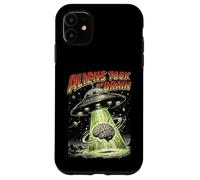 Custodia per iPhone 11 Gli alieni mi hanno rubato il cervello, opera d'arte retrò con UFO