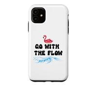 Custodia per iPhone 11 Go With the Flow Pink Flamingo Beach Vacation Summer Vibes