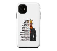 Custodia per iPhone 11 God Says You Are Unique Black Men King Dad Nonno Padre